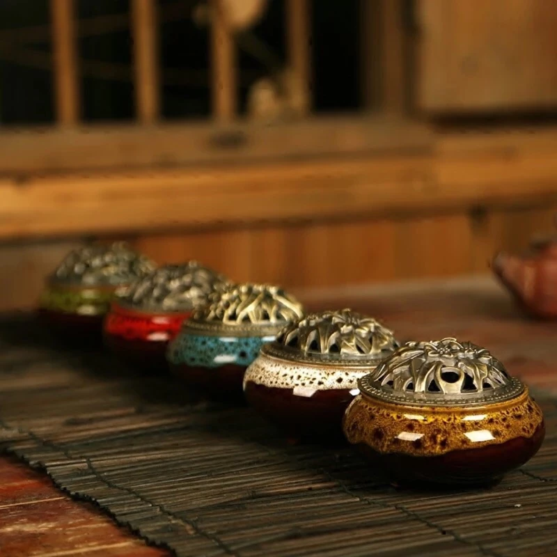 Thai Buddha amulet, ceramic kiln-fired incense burner, antique alloy, Tianmoku burner, sandalwood, tower incense, agarwood, smoke offering, incense ring burner, incense burner